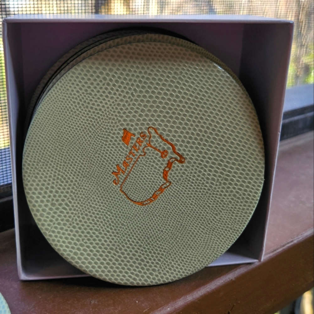 MASTERS LEATHER COASTERS set of 8